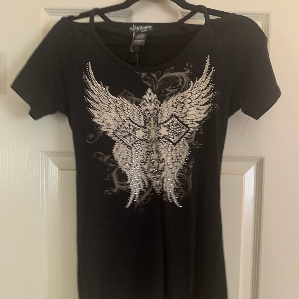 Black embellished tee